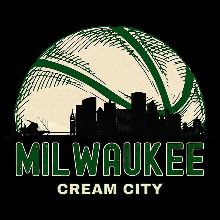 Milwaukee Wisconsin Cream City Skyline Retro Basketball Doggie Tank