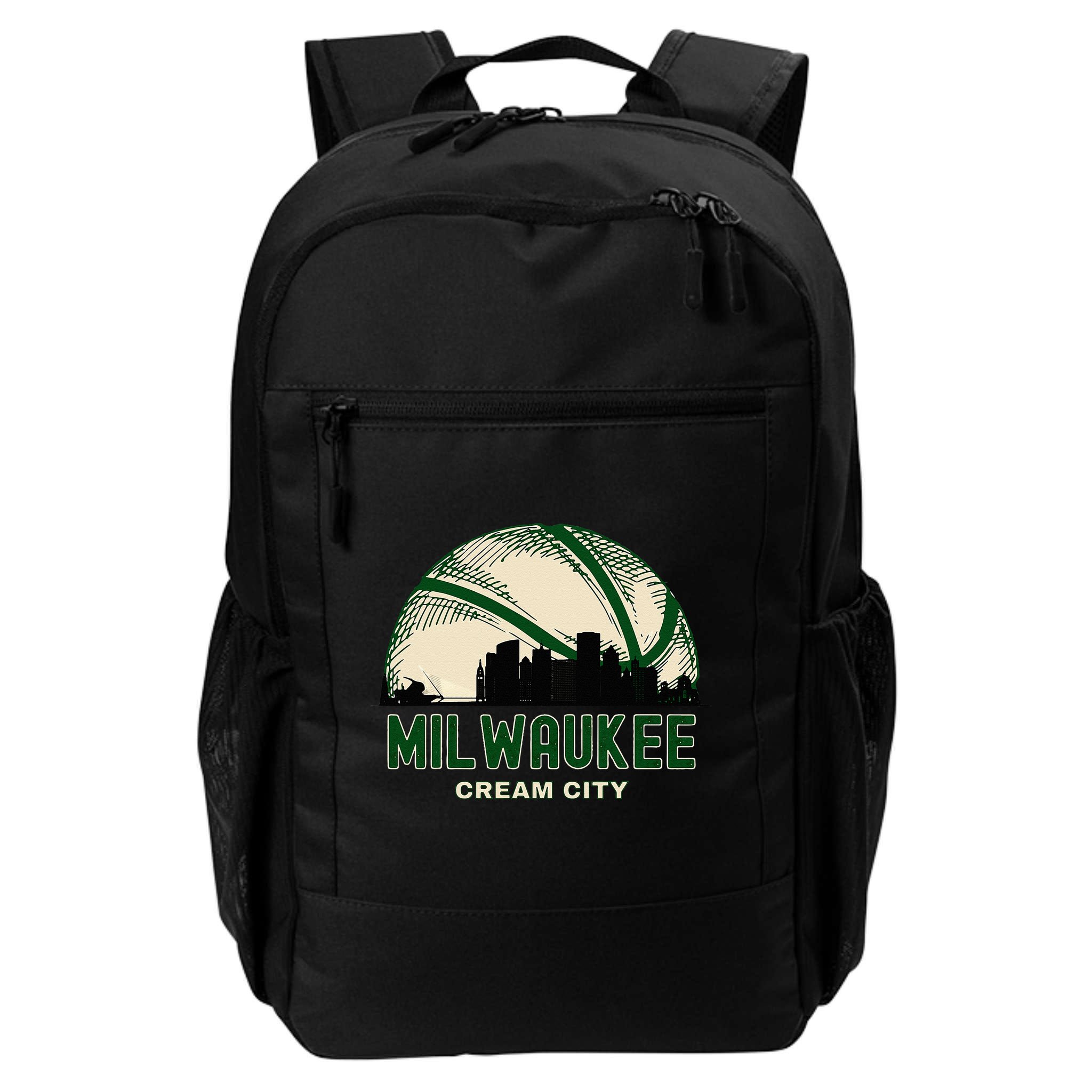 Milwaukee Wisconsin Cream City Skyline Retro Basketball Backpack