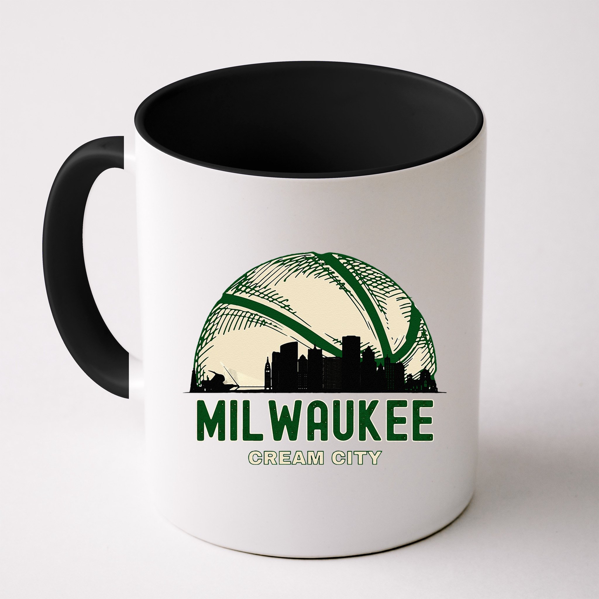 Milwaukee Wisconsin Cream City Skyline Retro Basketball Mug