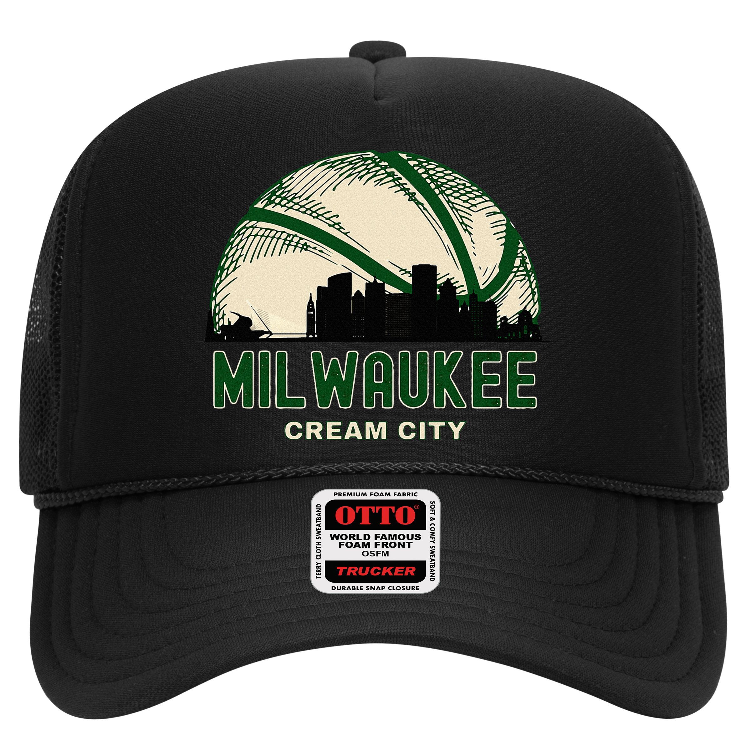 Milwaukee Wisconsin Cream City Skyline Retro Basketball Hat