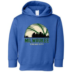 Milwaukee Wisconsin Cream City Skyline Retro Basketball Toddler Hoodie