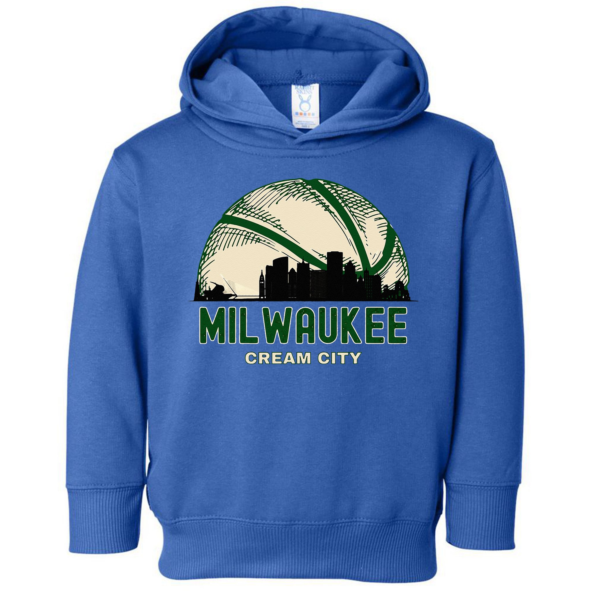Milwaukee Wisconsin Cream City Skyline Retro Basketball Toddler Hoodie