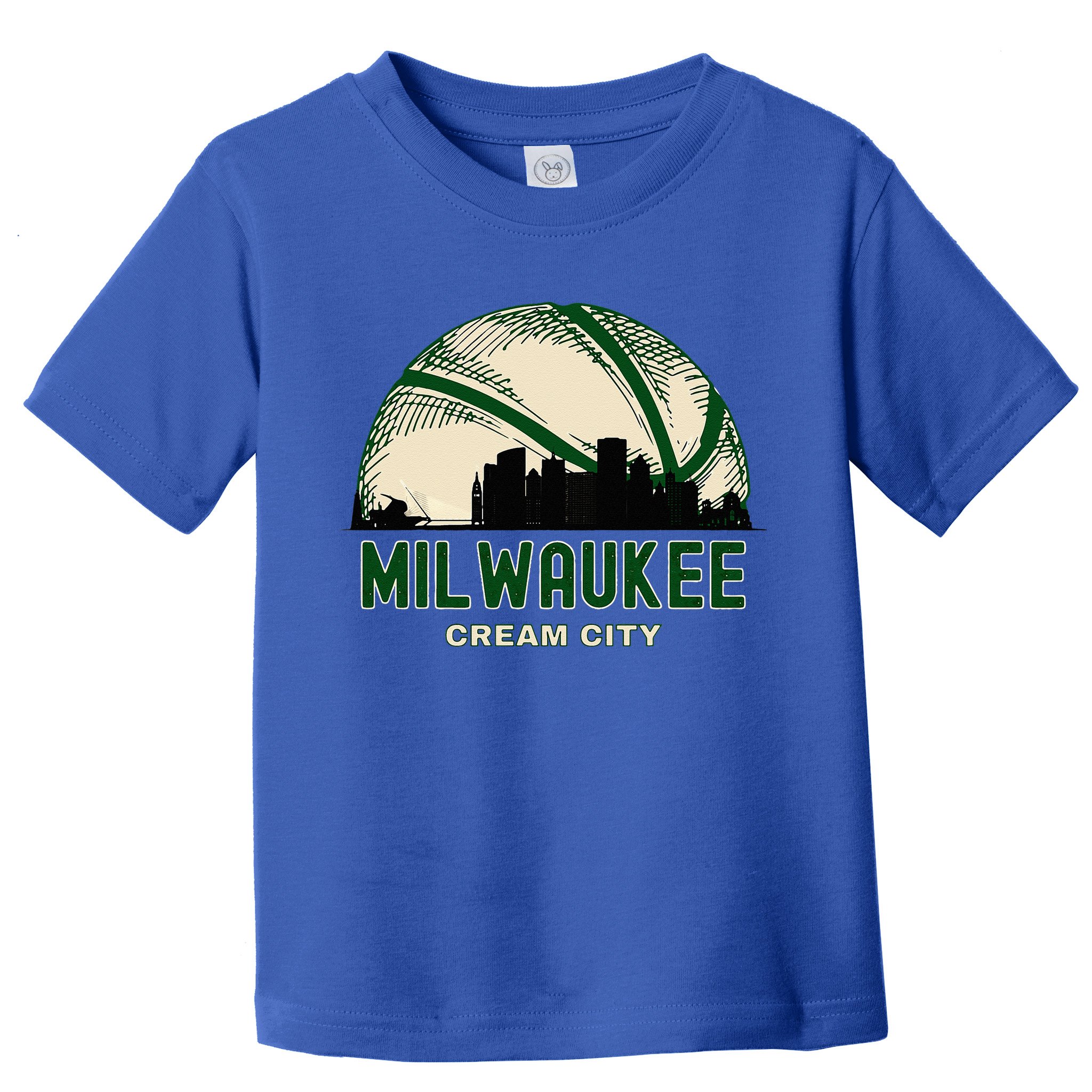Milwaukee Wisconsin Cream City Skyline Retro Basketball Toddler T-Shirt