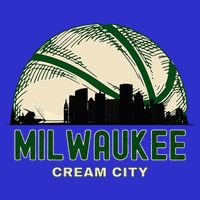 Milwaukee Wisconsin Cream City Skyline Retro Basketball Zip Tote Bag