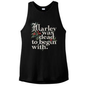 Marley Was Dead To Begin With Funny Novelty Ladies PosiCharge Tri-Blend Wicking Tank