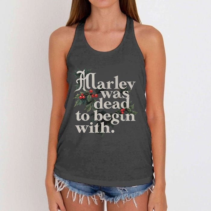 Marley Was Dead To Begin With Funny Novelty Women's Knotted Racerback Tank