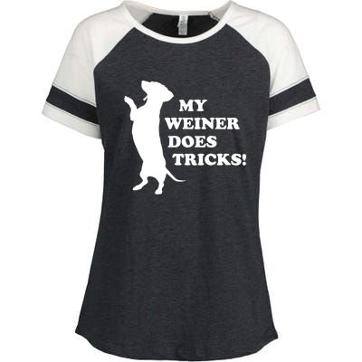 My Weiner Does Tricks Funny Dachshund Gift Enza Ladies Jersey Colorblock Tee