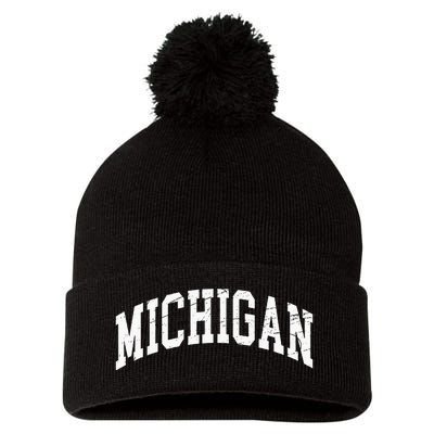 Michigan Worn Design Classic Pom Pom 12in Knit Beanie