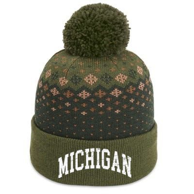 Michigan Worn Design Classic The Baniff Cuffed Pom Beanie