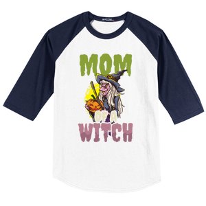 Mom Witch Design Halloween Witch Gift Baseball Sleeve Shirt