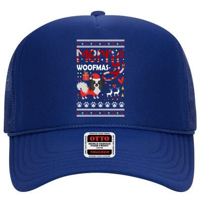 Merry Woofmas Dog Lover Ugly Sweater Funny Gift High Crown Mesh Back Trucker Hat