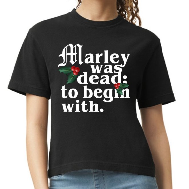 Marley Was Dead To Begin With Mistletoe Christmas Comfort Colors Boxy T-Shirt