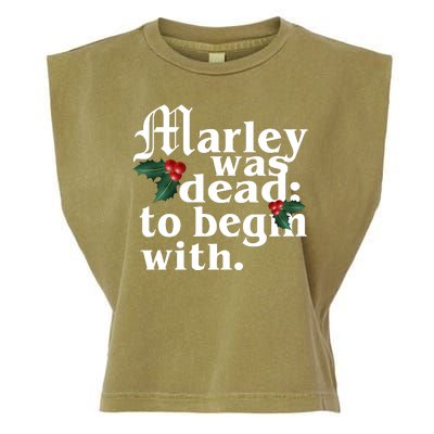 Marley Was Dead To Begin With Mistletoe Christmas Garment-Dyed Women's Muscle Tee