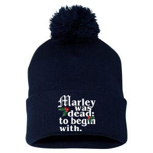 Marley Was Dead To Begin With Mistletoe Christmas Pom Pom 12in Knit Beanie