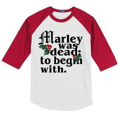 Marley Was Dead To Begin With Mistletoe Christmas Kids Colorblock Raglan Jersey