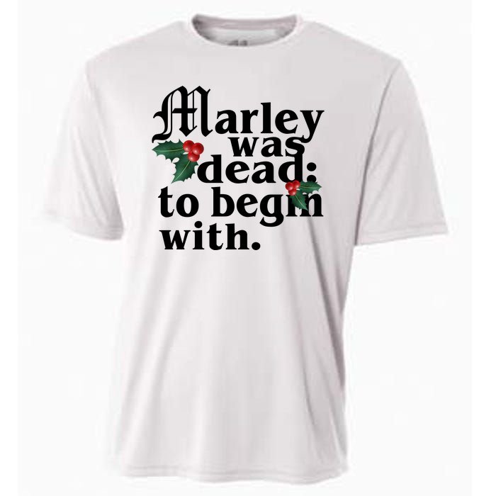 Marley Was Dead To Begin With Mistletoe Christmas Cooling Performance Crew T-Shirt