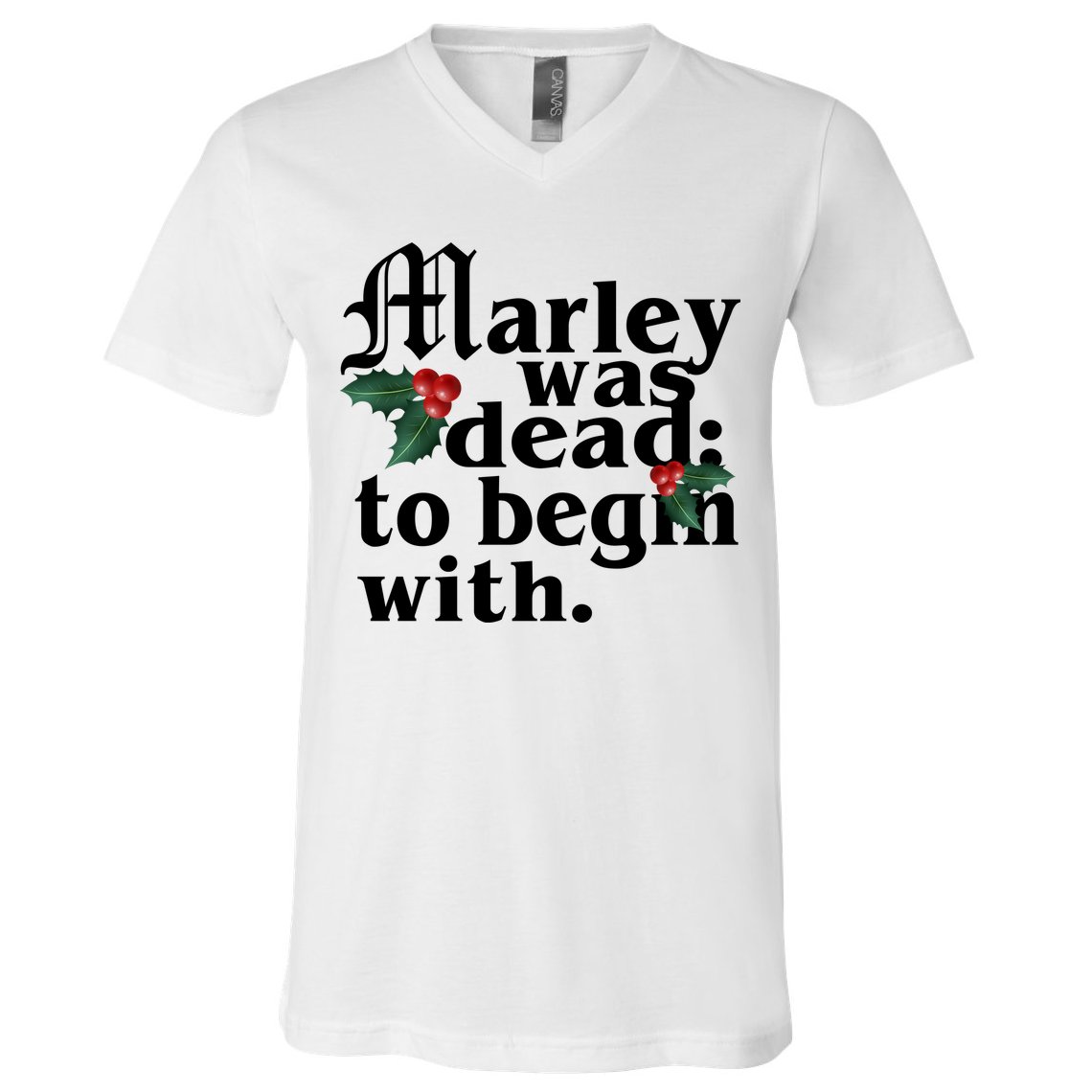 Marley Was Dead To Begin With Mistletoe Christmas V-Neck T-Shirt