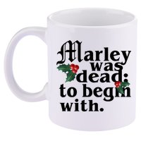 Marley Was Dead To Begin With Mistletoe Christmas 11oz C Handle Ceramic Mug