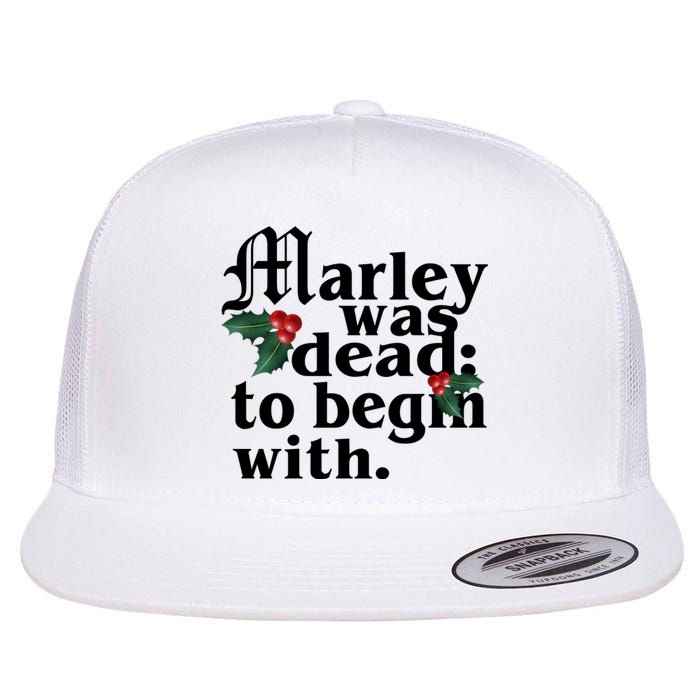 Marley Was Dead To Begin With Mistletoe Christmas Flat Bill Trucker Hat