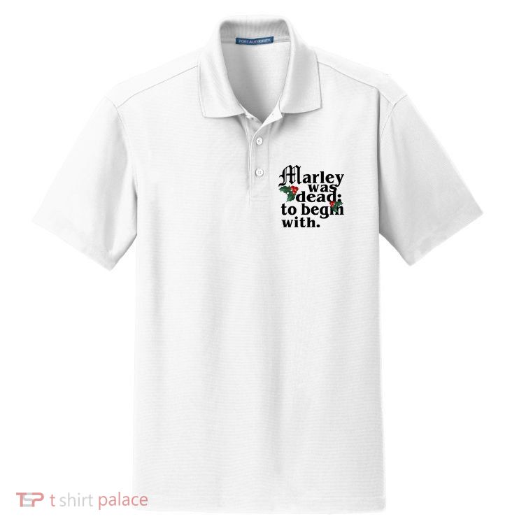 Marley Was Dead To Begin With Mistletoe Christmas Dry Zone Grid Polo