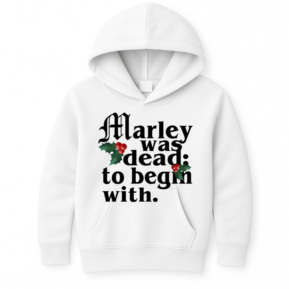 Marley Was Dead To Begin With Mistletoe Christmas Kids Hoodie