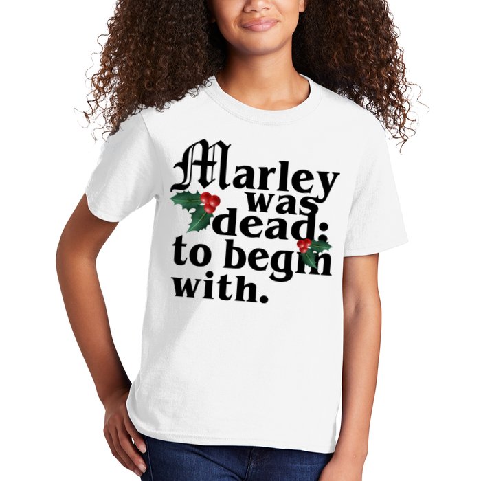 Marley Was Dead To Begin With Mistletoe Christmas Kids T-Shirt