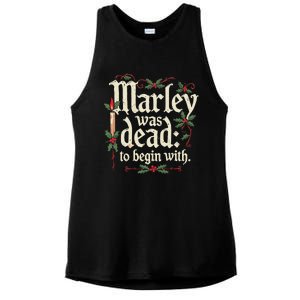 Marley Was Dead To Begin With Funny Novelty Christmas Ladies PosiCharge Tri-Blend Wicking Tank