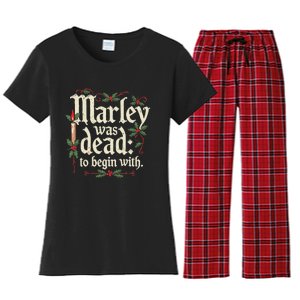 Marley Was Dead To Begin With Funny Novelty Christmas Women's Flannel Pajama Set