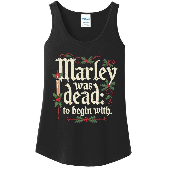 Marley Was Dead To Begin With Funny Novelty Christmas Ladies Essential Tank