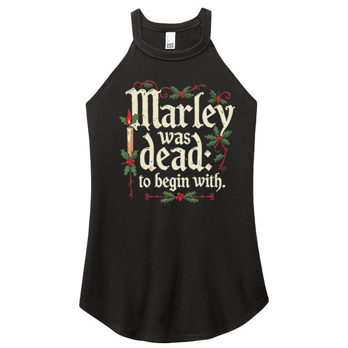 Marley Was Dead To Begin With Funny Novelty Christmas Women's Perfect Tri Rocker Tank