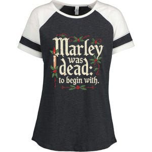 Marley Was Dead To Begin With Funny Novelty Christmas Enza Ladies Jersey Colorblock Tee