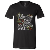 Marley Was Dead To Begin With Funny Novelty Christmas V-Neck T-Shirt