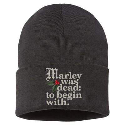 Marley Was Dead To Begin With Funny Quote Xmas Sustainable Knit Beanie