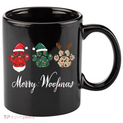 Merry Woofmas Dog Christmas Paw Gift 11oz C Handle Ceramic Mug