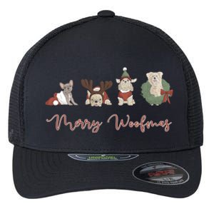 Merry Woofmas Dog Lover Xmas Christmas Gift Flexfit Unipanel Trucker Cap