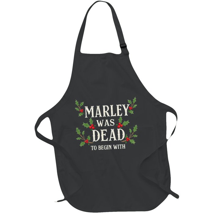Marley Was Dead To Begin With Christmas Xmas Full-Length Apron With Pockets