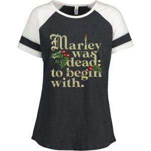 Marley Was Dead To Begin With Enza Ladies Jersey Colorblock Tee