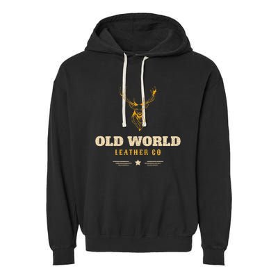 Monster Whitetail Deer Old World Leather Garment-Dyed Fleece Hoodie