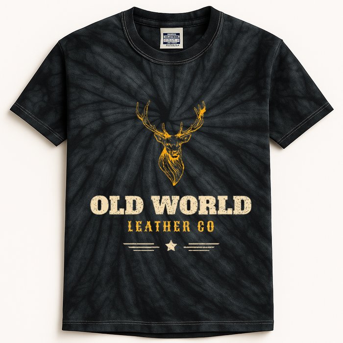 Monster Whitetail Deer Old World Leather Kids Tie-Dye T-Shirt