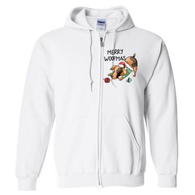 Merry Woofmas Dog Christmas Full Zip Hoodie