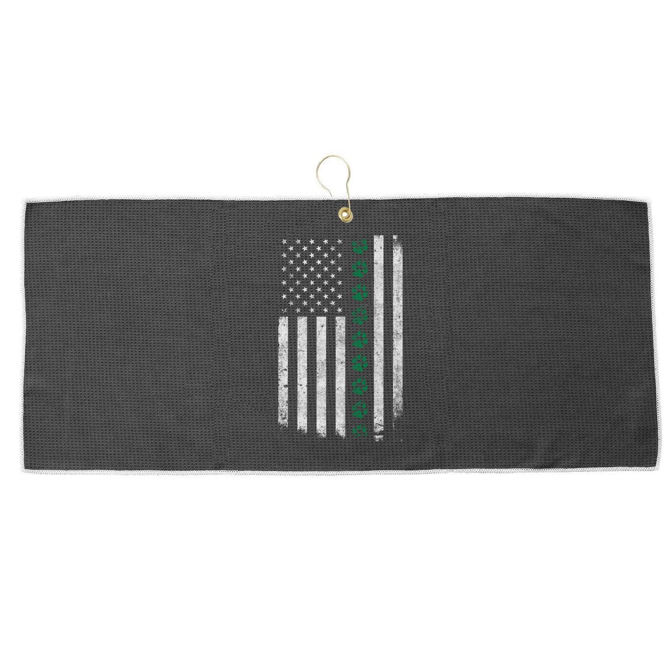 Military Working Dog American Flag Thin Green Line K9giftunit Funny Gift Large Microfiber Waffle Golf Towel