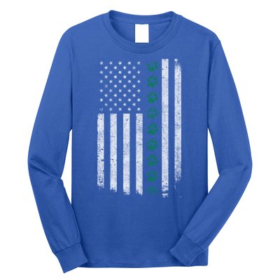 Military Working Dog American Flag Thin Green Line K9giftunit Funny Gift Long Sleeve Shirt