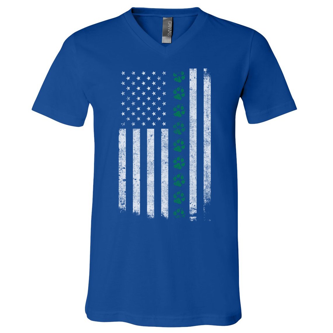 Military Working Dog American Flag Thin Green Line K9giftunit Funny Gift V-Neck T-Shirt