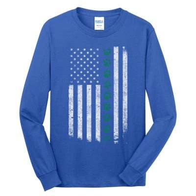 Military Working Dog American Flag Thin Green Line K9giftunit Funny Gift Tall Long Sleeve T-Shirt