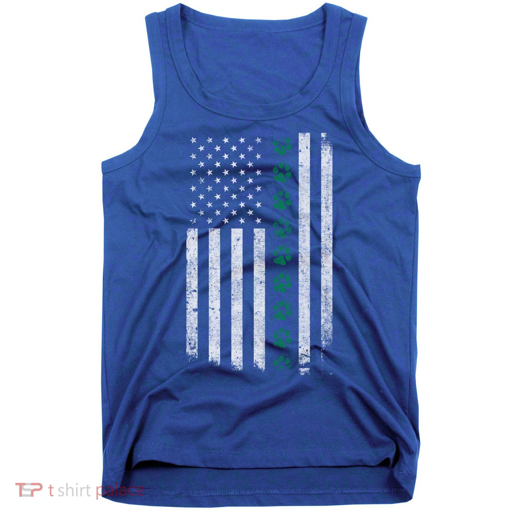 Military Working Dog American Flag Thin Green Line K9giftunit Funny Gift Tank Top