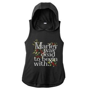 Marley Was Dead To Begin With Funny Novelty Christmas Ladies PosiCharge Tri-Blend Wicking Draft Hoodie Tank