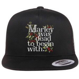 Marley Was Dead To Begin With Funny Novelty Christmas Flat Bill Trucker Hat