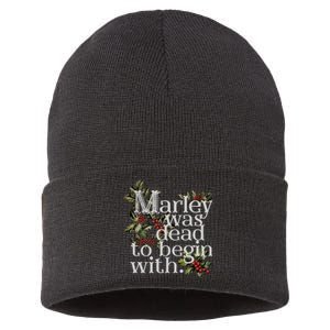 Marley Was Dead To Begin With Funny Novelty Christmas Sustainable Knit Beanie