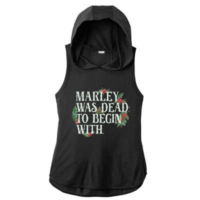 Marley Was Dead: To Begin With Funny Novelty Christmas Ladies PosiCharge Tri-Blend Wicking Draft Hoodie Tank