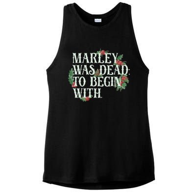 Marley Was Dead: To Begin With Funny Novelty Christmas Ladies PosiCharge Tri-Blend Wicking Tank